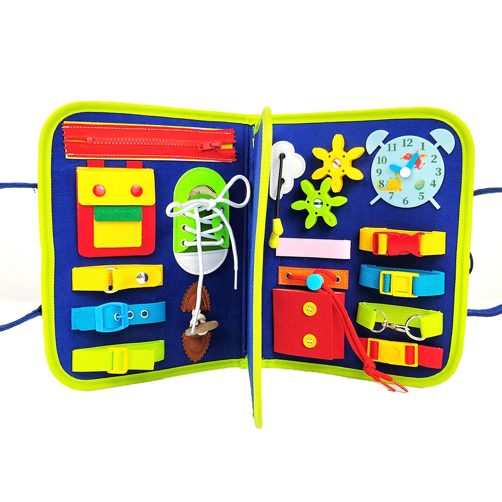 Customized kids sensory Montessori DIY felt toys toddler travel toys busy board with puzzle game for children play