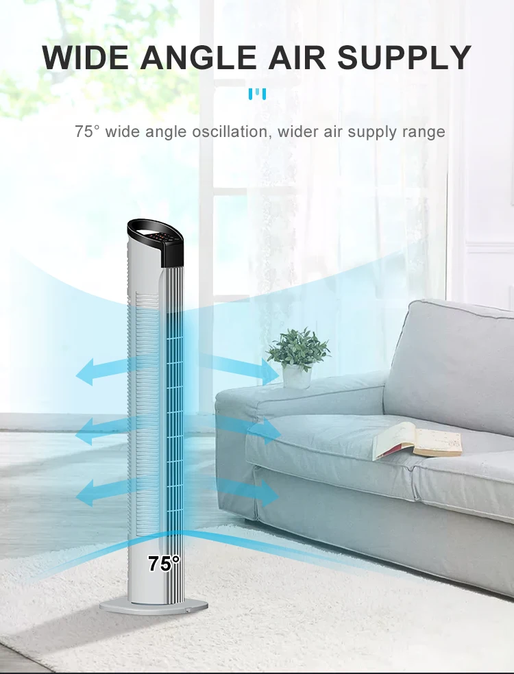 36 Inch plastic white color mount Remote control air cooling oscillating portable mini tower fan