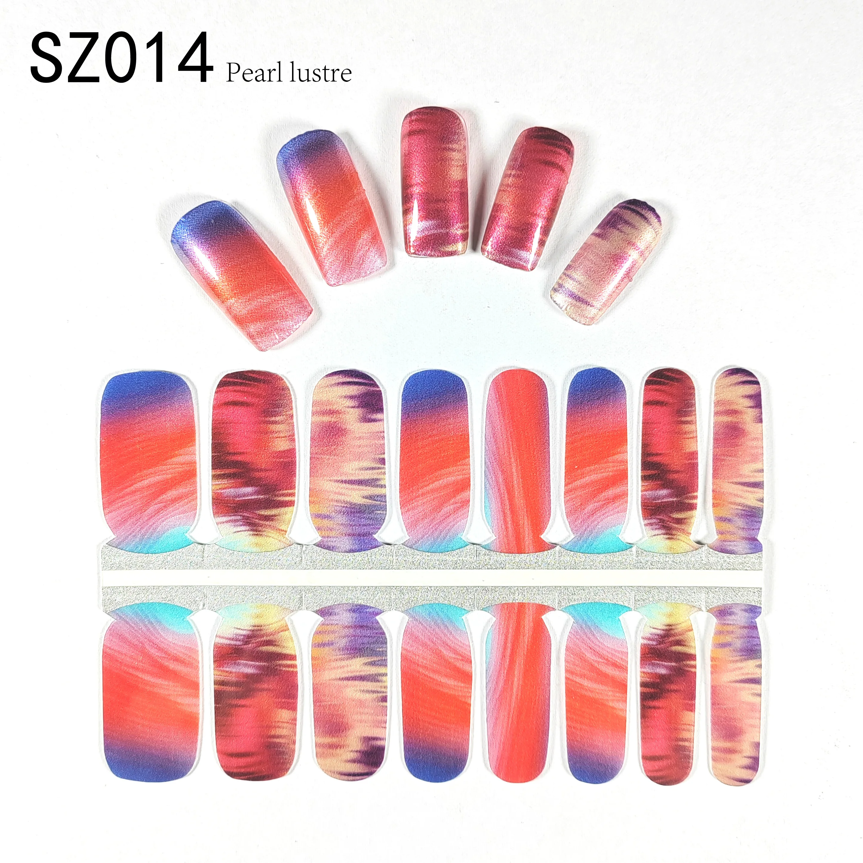 KIKI LEE 16 Strips Korean Women double sided nail glue sticker Fashion Style Products Glossy Gold Glitter Nail polish Stickers