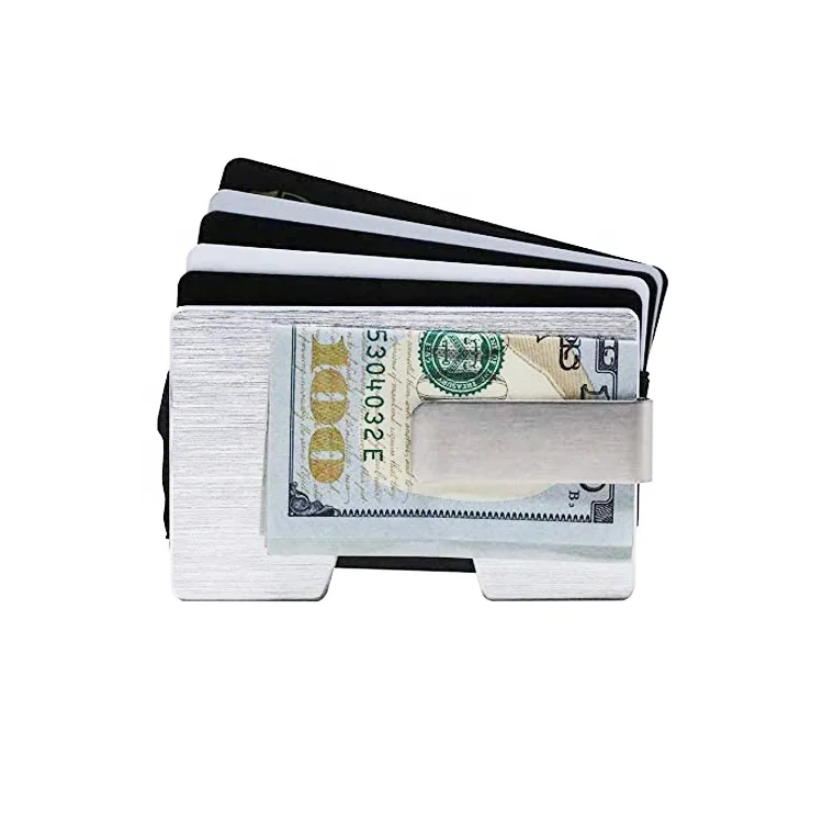 2021 Aluminium Alloy Stainless Steel Money Clip Wallet Blocking Metal Wallet Credit Card Holder RFID Anti-chief Men Wallet