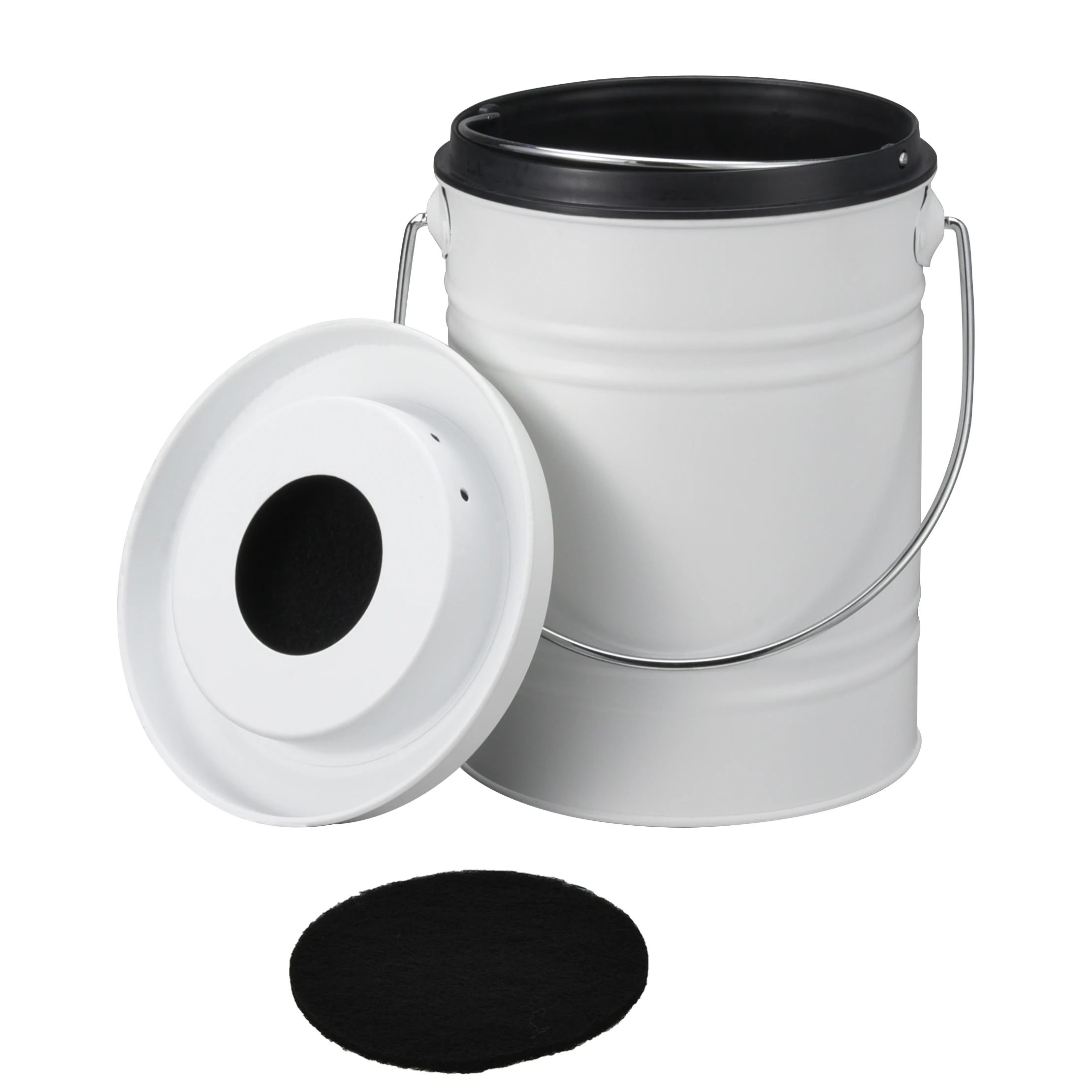 Galvanized steel 5L plastic inner liner kitchen food waste compost bin