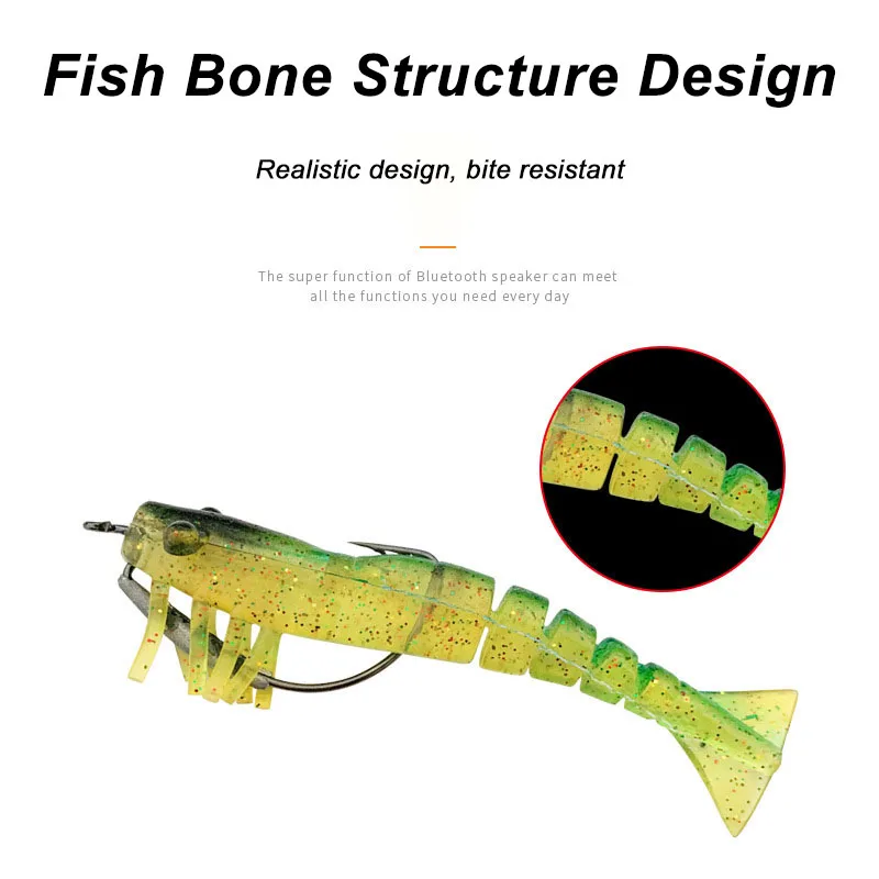 Wholesale 95MM 8.5G Shrimp Soft Bait Lure Fishing Multi Section With Hooks for Sea River Lake Stream Fishing Shrimp Lures
