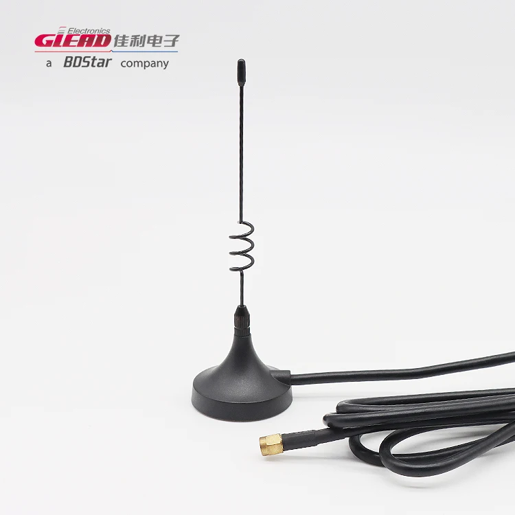 Glead 45x150.5mm 2400~5850Mhz Spring GSM 3G 4G LTE Antenna with SMA-J3 Male Connector Magnetic Base 3D-FB Cable
