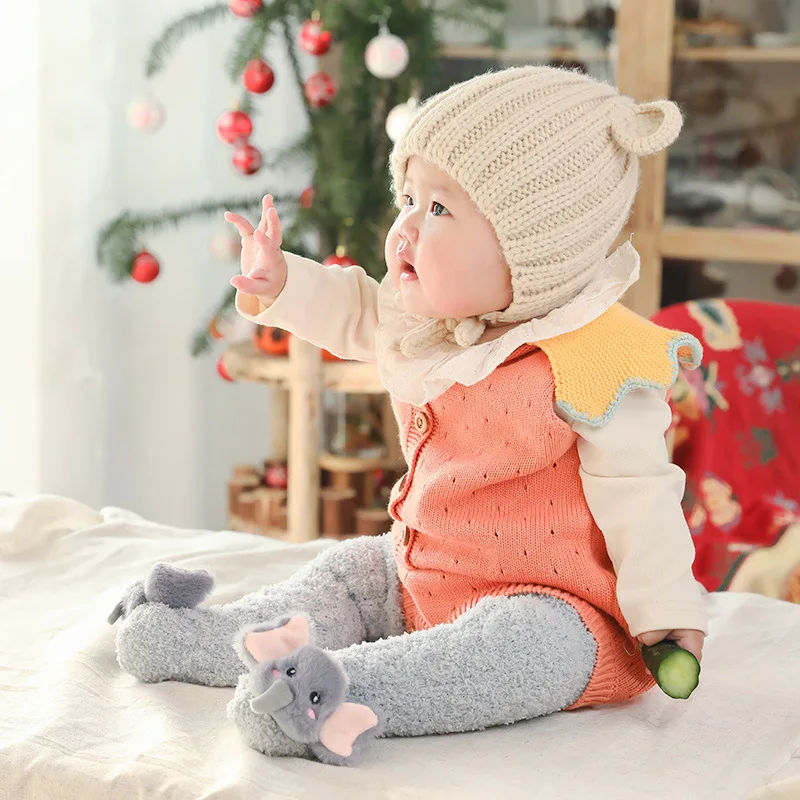 Infant Baby Toddler Warm Soft Polyester Jacquard Girl Boy Kids Coral Fleece Cute Winter Socks