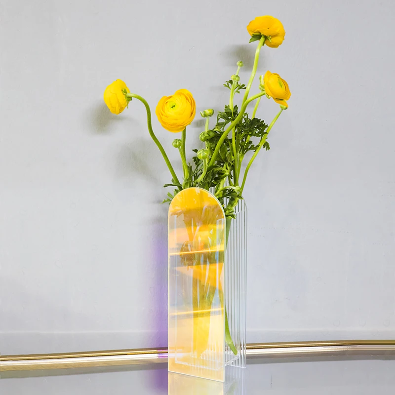 HOMESWEET Custom Round Shape Colored Home Decoration  Made Shape & Size High Quality Acrylic Vase For Flowers