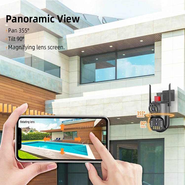 3MP triple lens FHD night vision cctv ptz ip camera 10X Zoom  2 way audio wifi smart camera with alarm