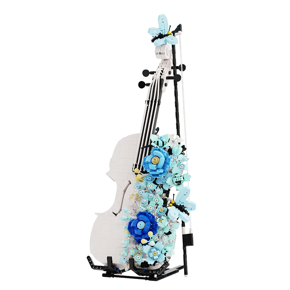 New Arrival flowers building blocks Set Violin Plastic Assemble Diy Toys Musical Art Decorative For birthday gifts