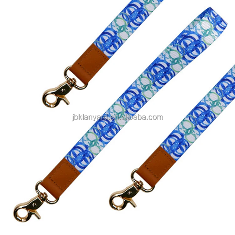 Factory Manufacturer Custom Print Short Wristband Phone Card Holder PU Leather Lanyard With Logo