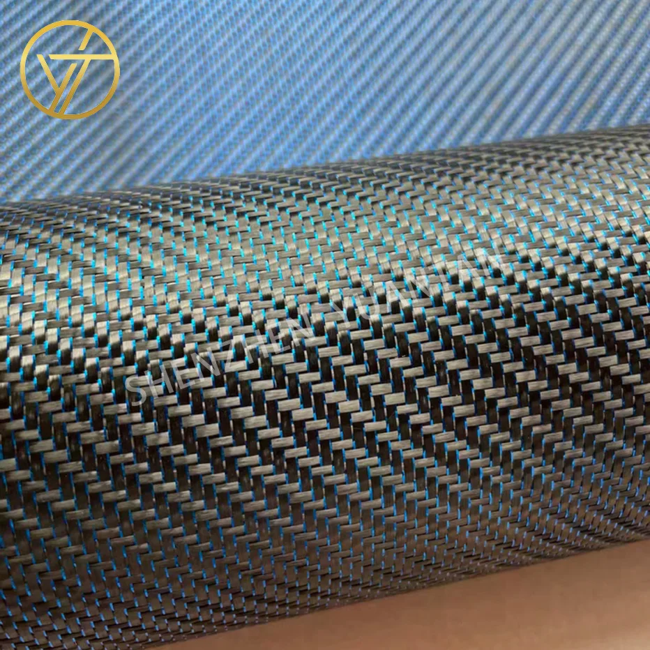 Green Sliver Gold Metallic Carbon Fiber Widely Used Real Carbon Fiber Fabric Metal Wire Plain Carbon Fabric