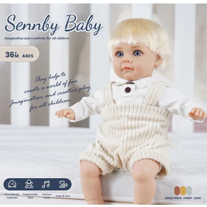 36CM  Doll Reborn Asleep Lifelike Soft Touch Cuddly Baby 3D Skin Art Doll 14-inch