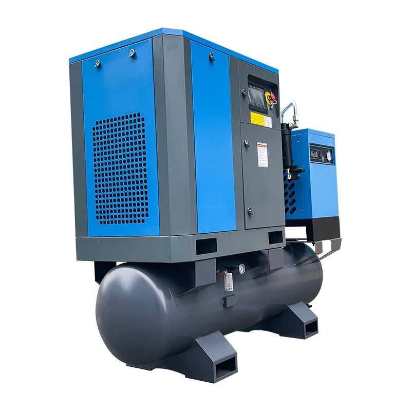 High efficiency 10HP 7.5kw Rotary Screw Air Compressor with Receiver Tank and Dryer