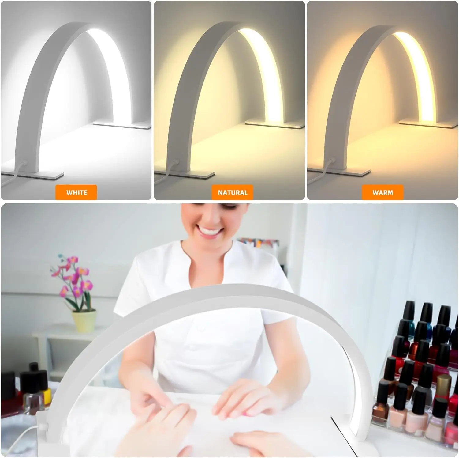 customizable Beauty with Phone Holder for Eyelash Extensions with floor 30W40W50W65W half moon light