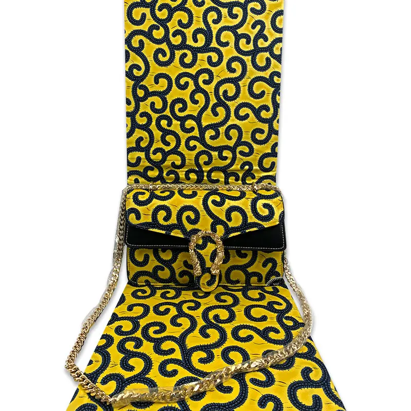 2021 African leather handbags wax matching bags one set