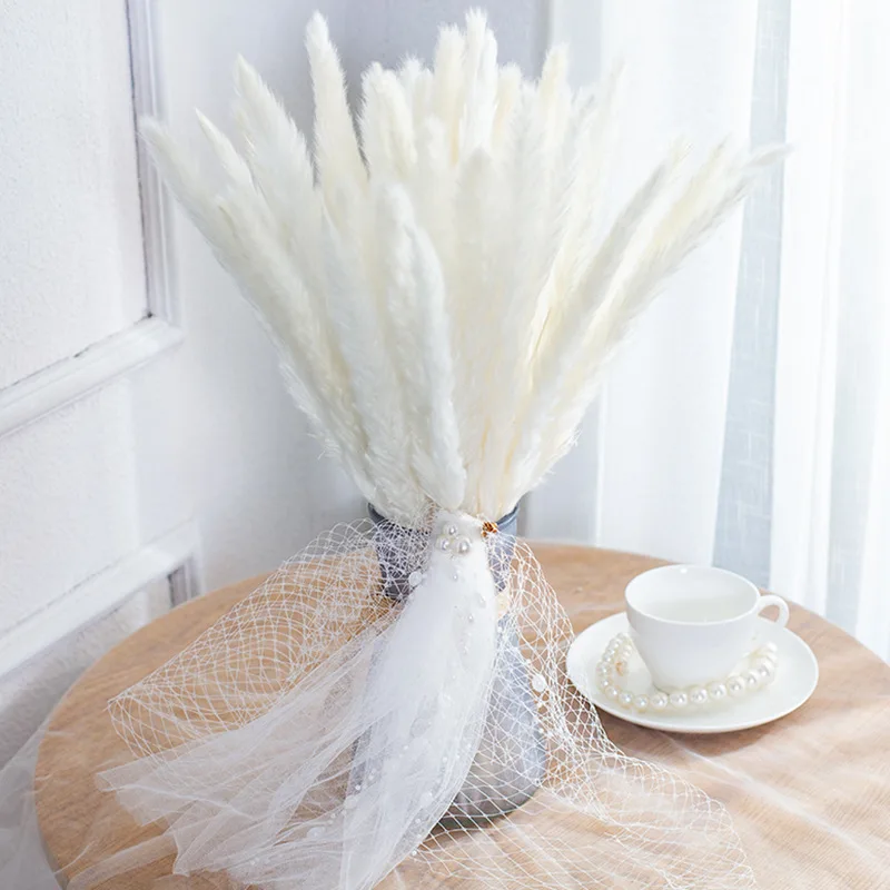 Natural Dried Pampas Grass Small Artificial Flower for Wedding decoration and home Festival Bouquet arrangement Fluffy Reed