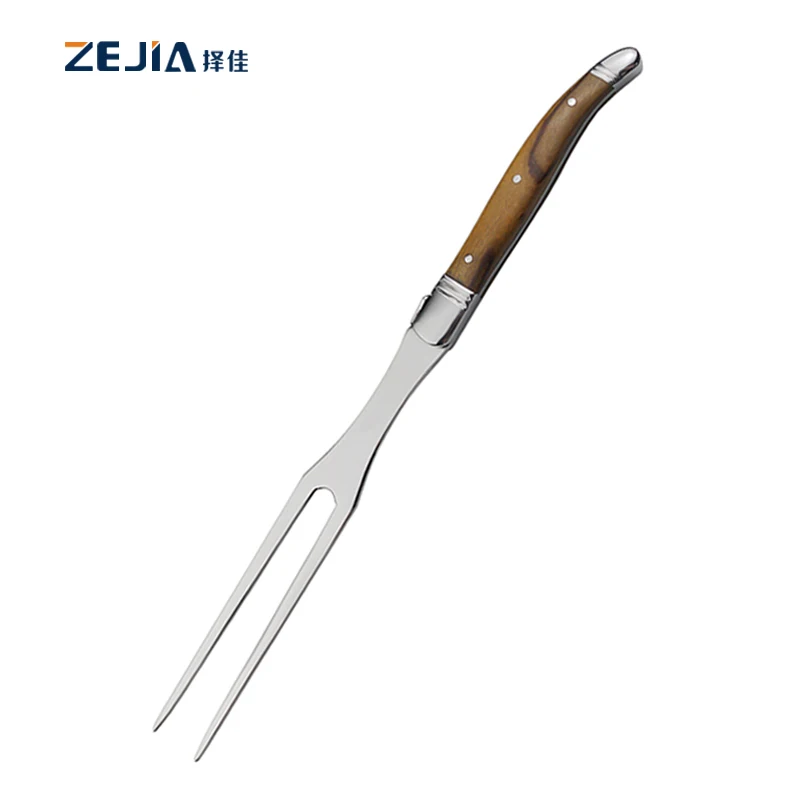 2 Pcs Outdoor Barbeque Slicing Knife Tool Set laguiole carving knife and fork Meat Fork Set  With olive wood