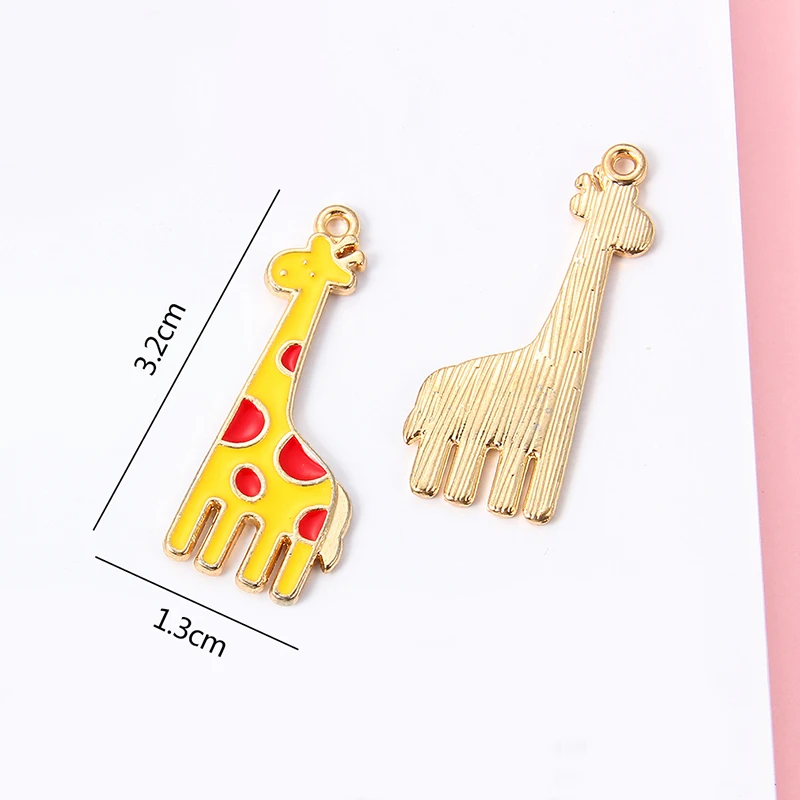 New Giraffe Alpaca Enamel Charms With Pearl Alloy Oil drop fit Necklace bracelet DIY Fashion Jewelry Accessory