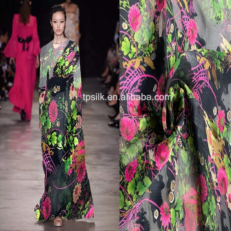 
Mulberry silk fabric jacquard sheared Chiffon Silk Fabric for fancy dress 