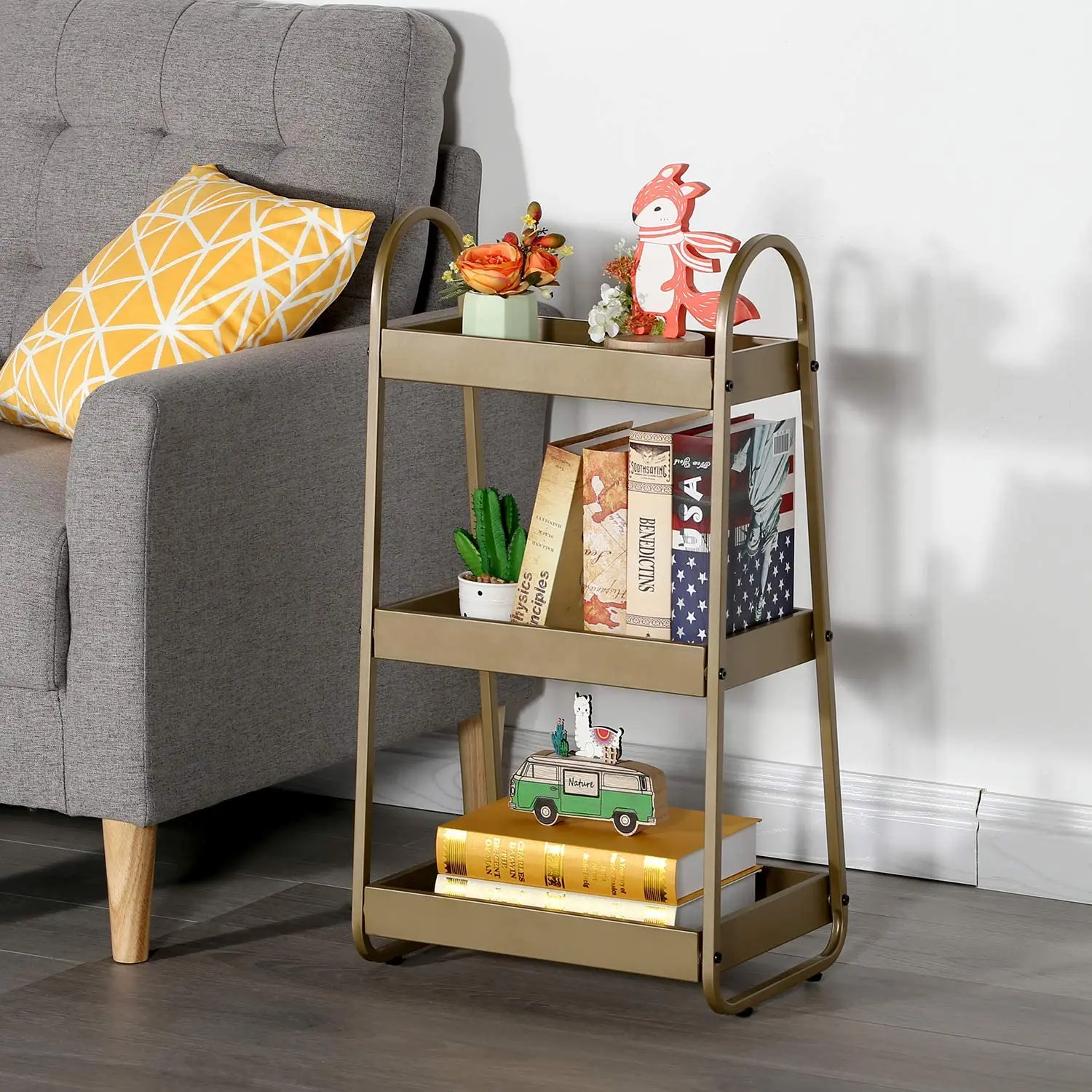 Top sale 3 Tier Utility Cart Wire Shelving Unit Heavy Duty Shelf Organizer Rack with Handle for Living Room