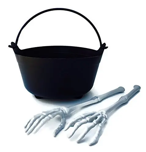 2024 Hot Sale Halloween Plastic Black and Orange Halloween Candy Bucket Print With Witch for Kids Halloween Bucket