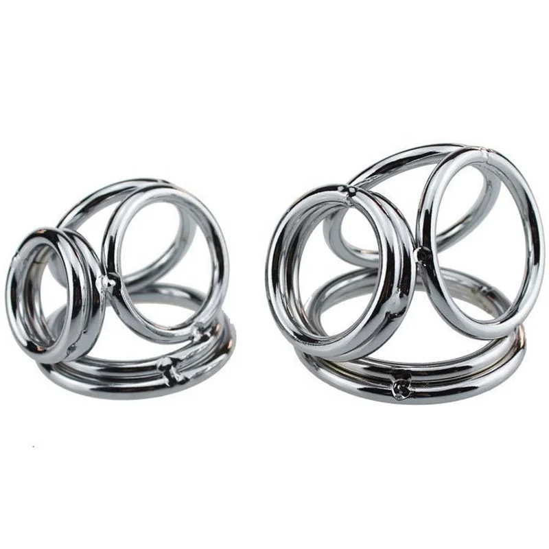 Sex Toys Stainless Steel Male Delay Ejaculation Metal Cock Ring Triple Penis Ring for Men