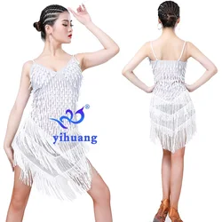 V-образный вырез Женская 1920s платье-Чарльстон красивое модное платье Чарльстон в стиле Гэтсби кисточкой Блестки платье на Хэллоуин; Костюмы для сцены;