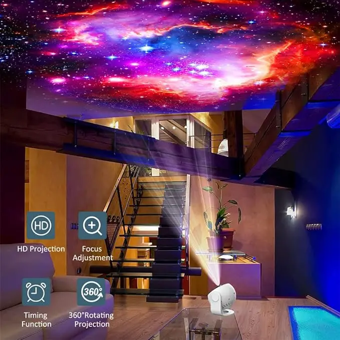 Star Projector, Ultra Clear Galaxy Night Light with 4K Replaceable 13 Galaxy Discs 360 Rotation Real Sky Light for Kids Room