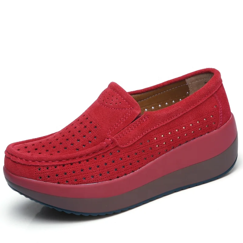 
women flat platform loafers shoes suede leather casual Wedges shoes slip on flats Moccasin shoes ladies 