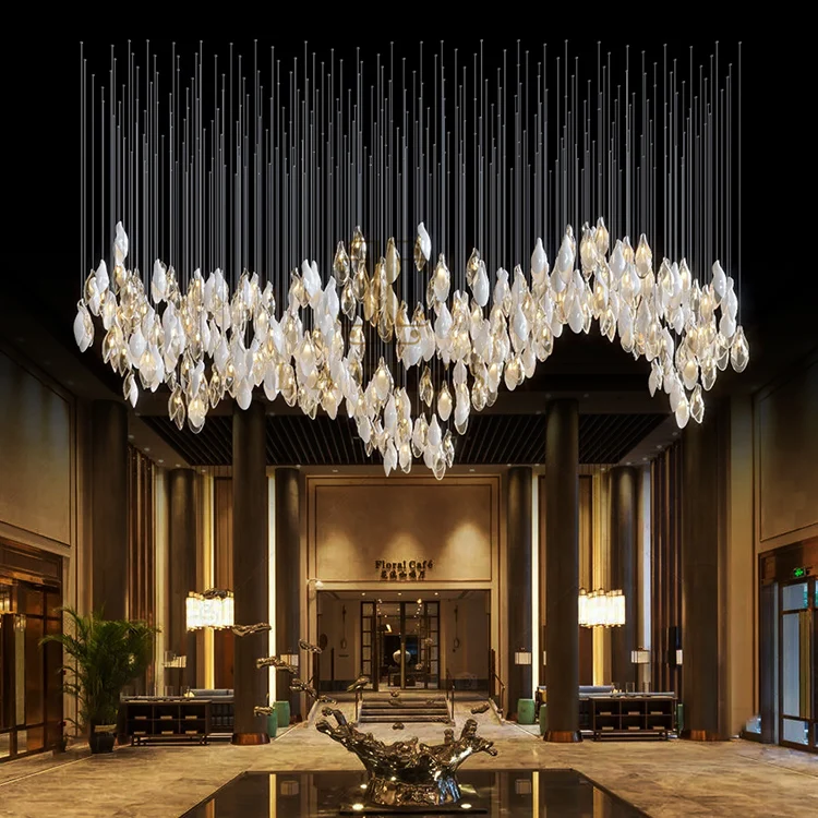 Modern Design Custom Indoor Decoration Fixture Hotel Hall Lobby LED Chandelier Lamp