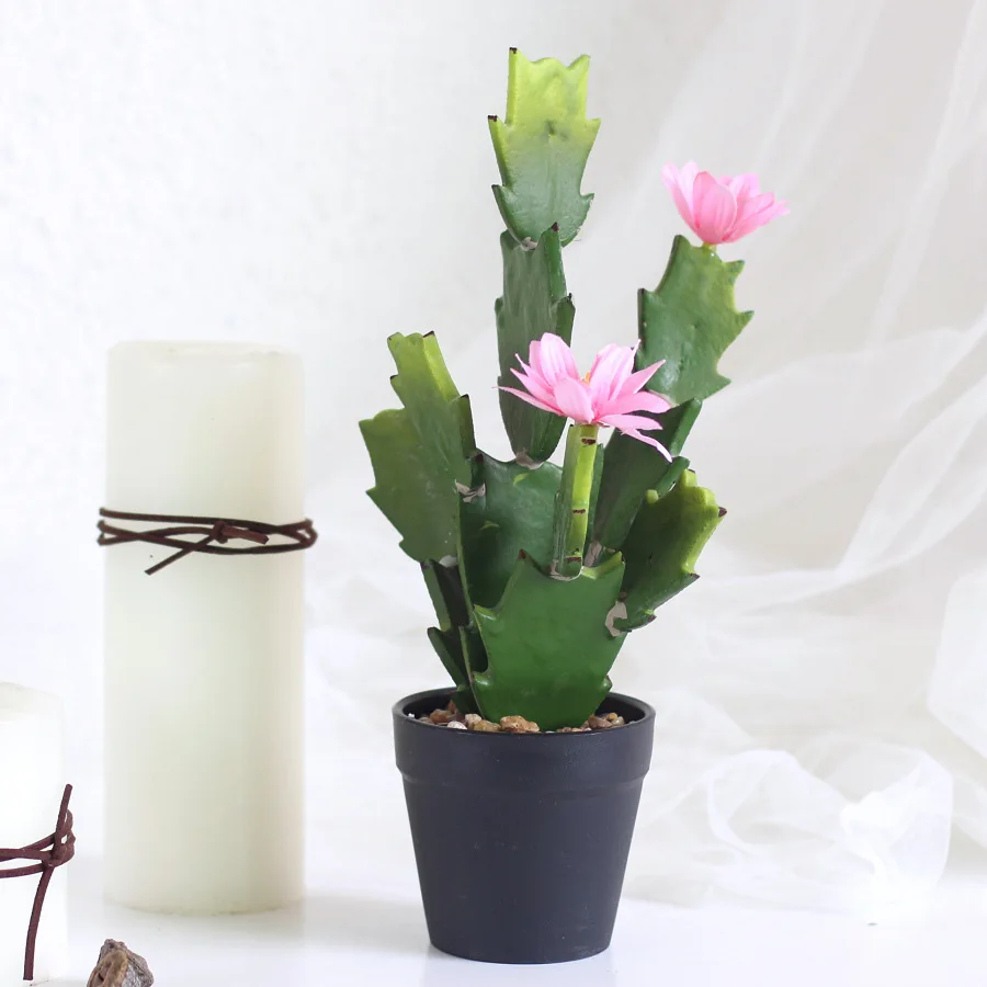 
Small Bonsai Fake Flower Crafts Ornaments Simulation Succulent Cactus Ball With Black Plastic Pot 