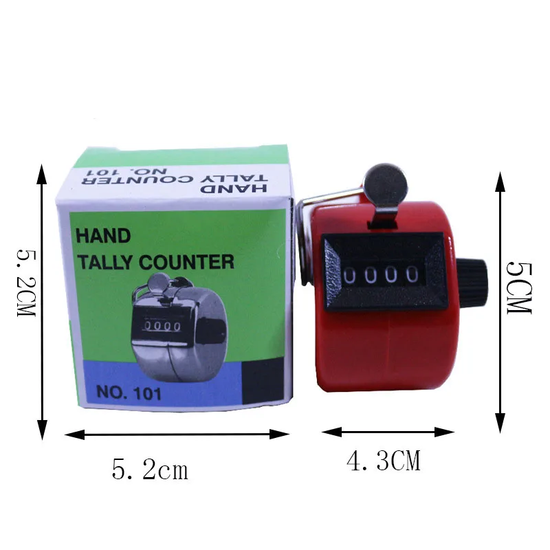 Hand Tally Counter 4 Digit Mechanical Palm Click Counter Plastic Hand Held Counter Clicker with Metal Finger Ring