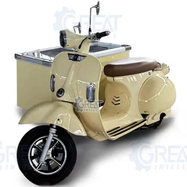Event Stand Moped Sidecar Icecream Machines Electric Mobile 3 Wheels Ice Cream Cart Scooter with Freezer Bike