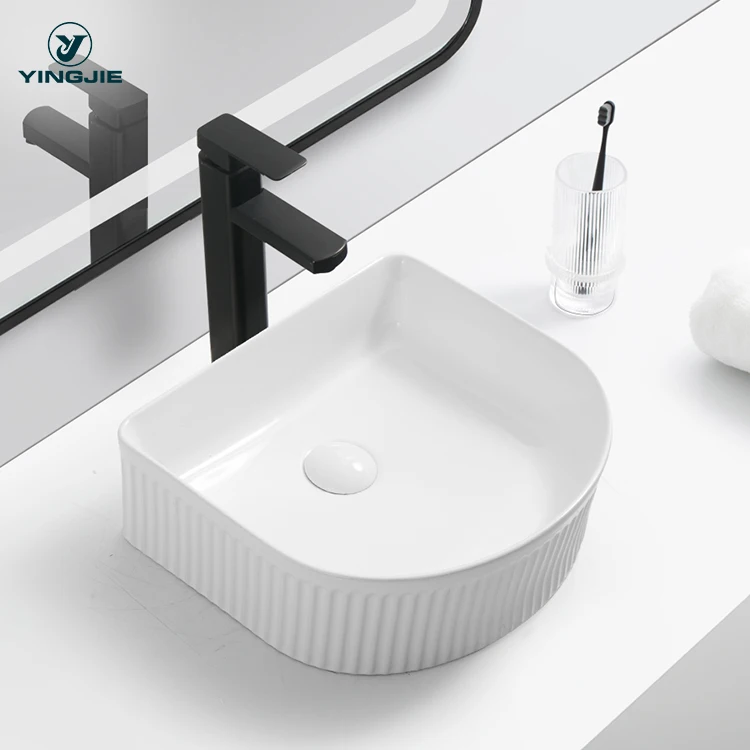 lavabo modern countertop ceramic flute wash basin bathroom art sink