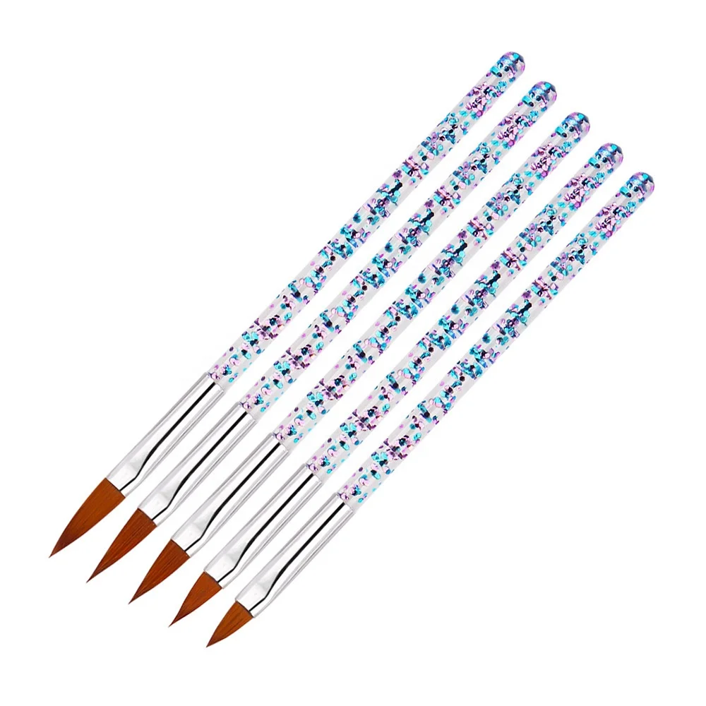 5 pcs/set Crystal Nails Gel Painting Press with Force the Handle Carving Tips Nail Brush