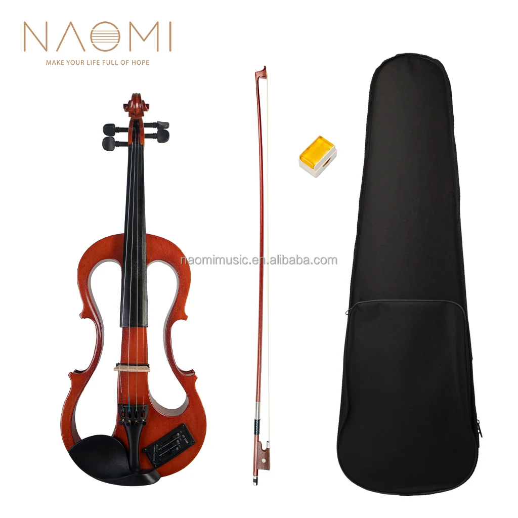 NAOMI 4/4 Size Electric Violin Kit Silent Electric Solid Wood Violin With EQ