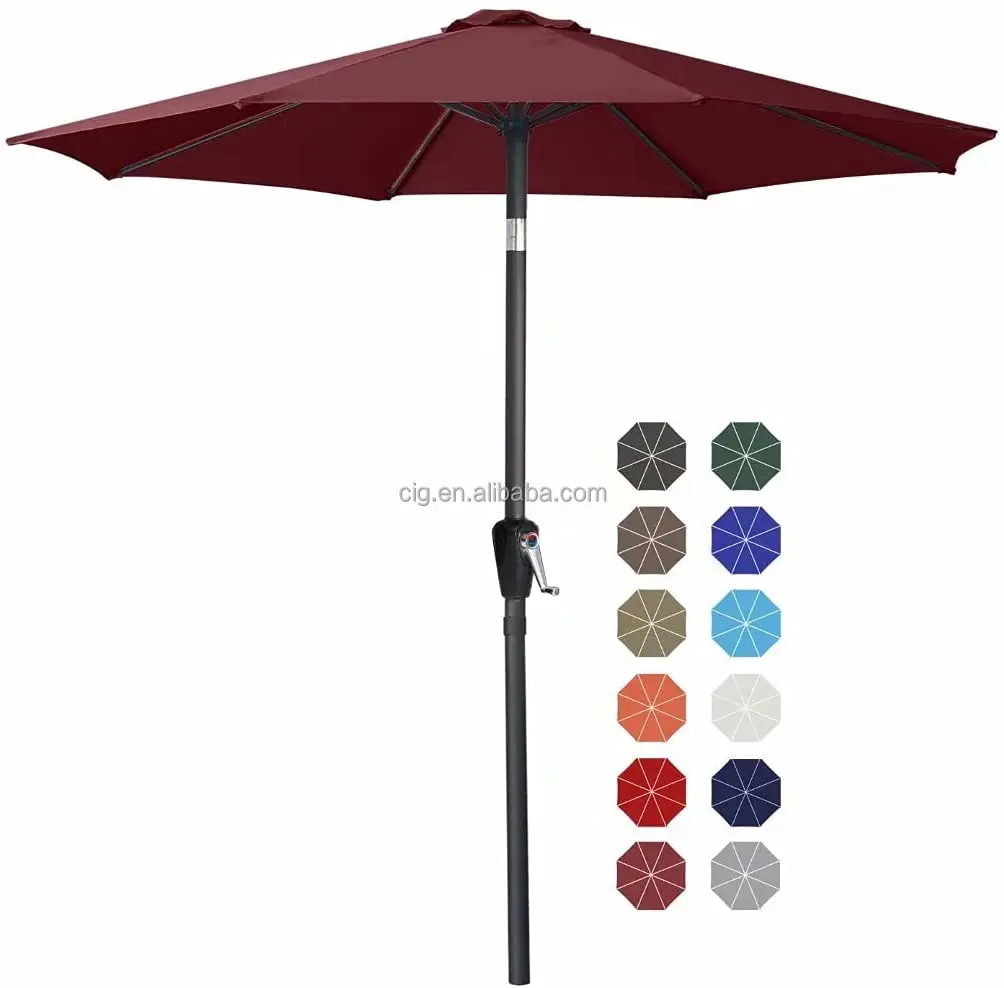 waterproof outdoor garden patio Umbrella With Push Button Tilt And Crank,market umbrella Parasols with base