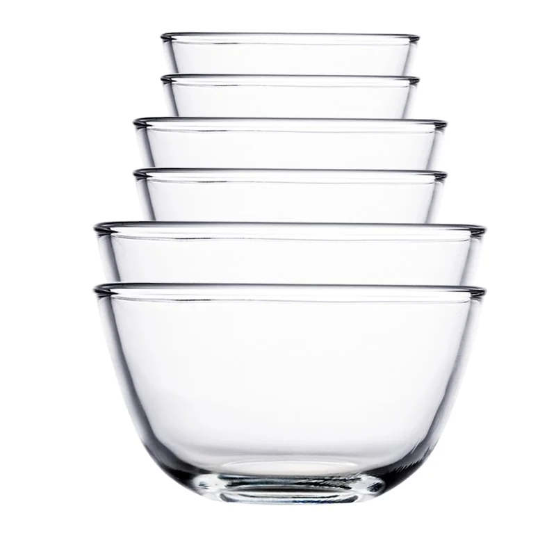 Hot selling high borosilicate glass mixing bowl glass salad bowl six size