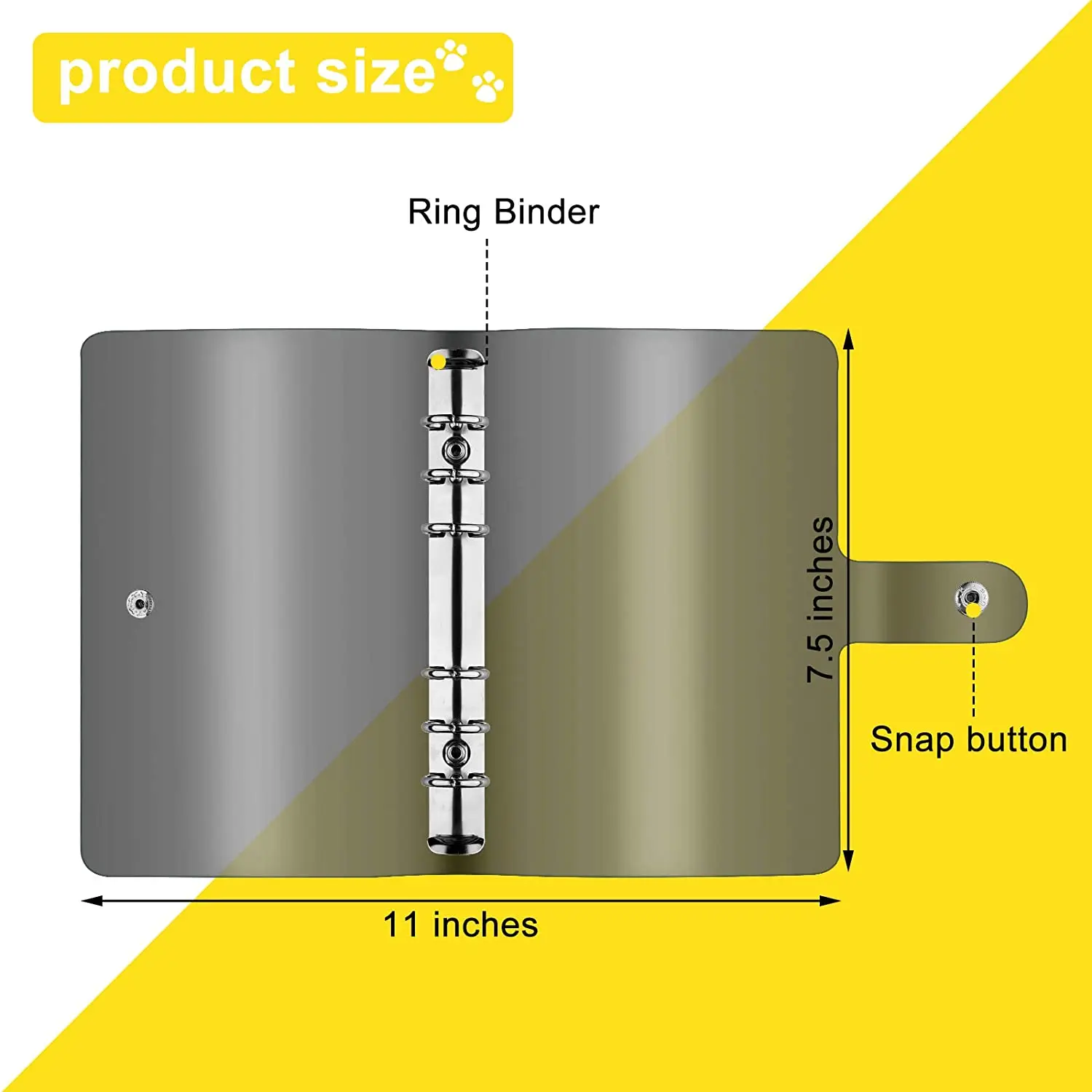 Hot Selling Transparent Soft PVC Ring Binder Loose Leaf  Binder Cover Notebook Cover With Snap Button Closure