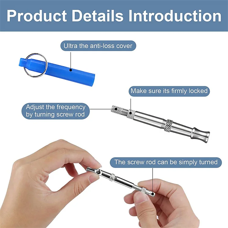 Stainless steel metal dog training whistle sound stop barking training pet dog whistle with 4 black lanyard