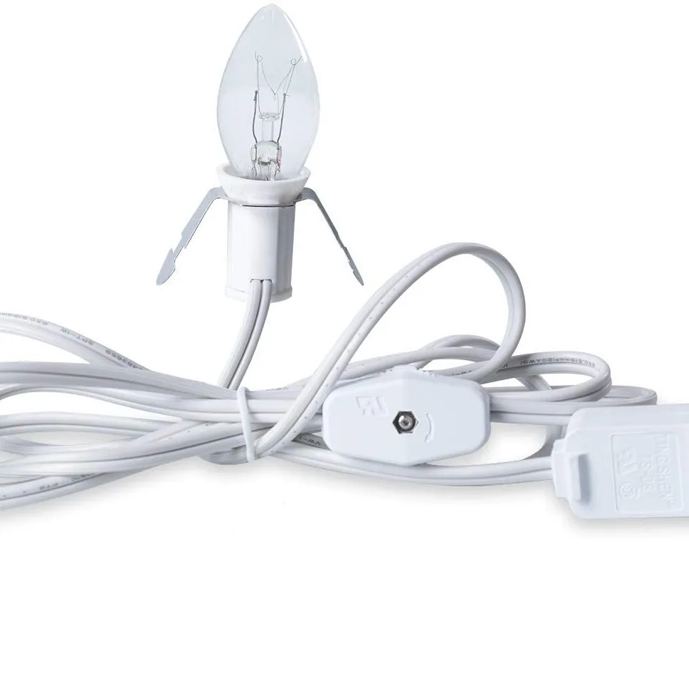 C 7 clip light cord for Christmas village house,C 7 Clip-in Lamp for Christmas Halloween Craft House Village Salt Lamp Decor