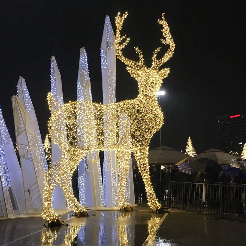 Лидер продаж 2021, уличные большие рождественские сапоги с оленями, 3D светодиодные светильники, скульптура, большой Санта-олень, Рождественское украшение