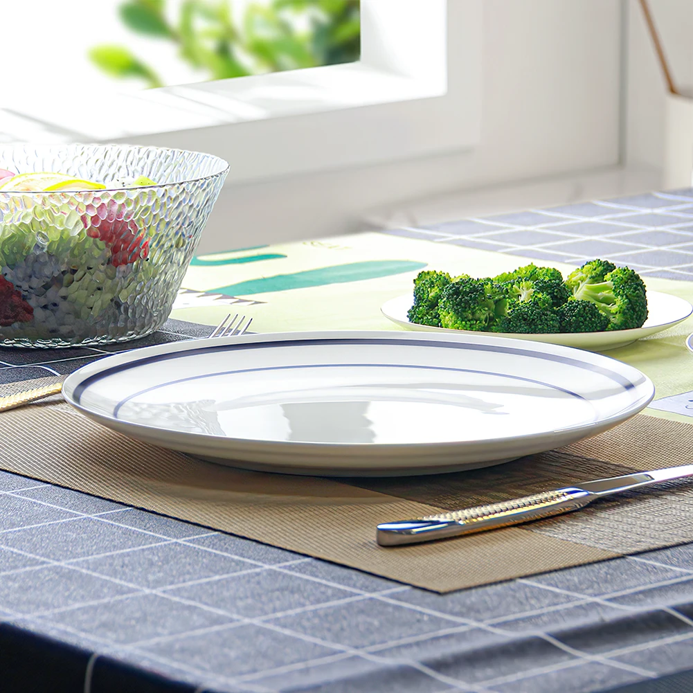 Nordic Blue Rimmed Dinner Plates Bone china Wedding Decoration Dishes 10.5 Inch