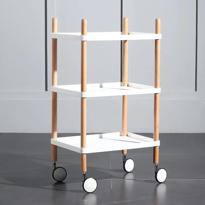 Wholesale Factory Furniture Modern Moving Service Wood Frame Plastic 2 3 Tier Kitchen Trolley with Wheels