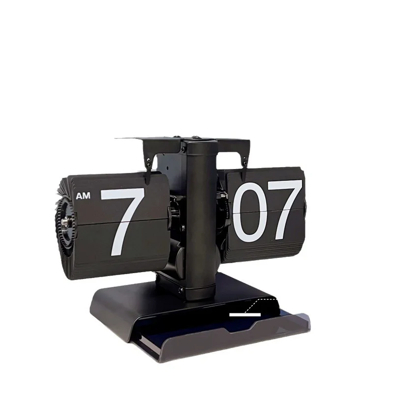 Large Retro Style Flip Desk Clock Wooden Table Clocks with Digital Display Battery Powered for Home & Office Decor