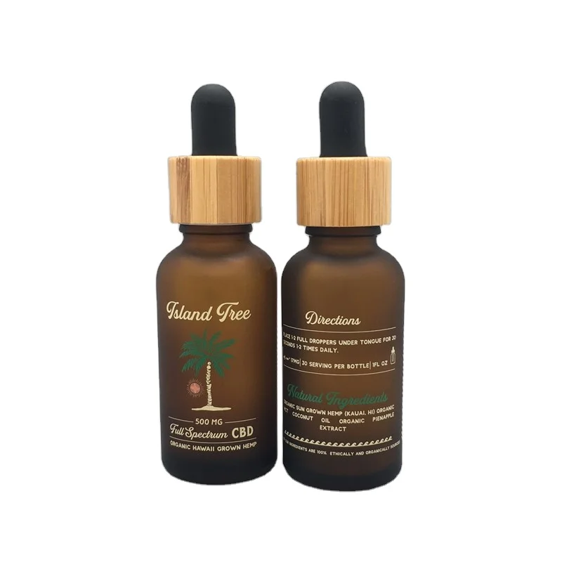 30ml frosted amber glass bottle with bamboo dropper cap for essential oil package