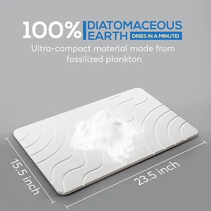 Quick Drying Floor Mat Super Absorbent Diatomaceous Earth Bath Mat 60x39cm Novelty White Sustainable mat