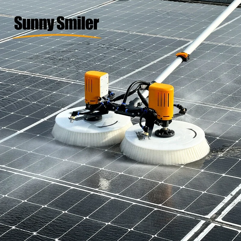 X43 Sunnysmiler Electric Cleaning brush Double heads brushes telescopic pole water cleaning soft brush for solar panels cleaning