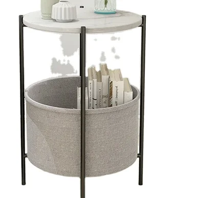 Round Furniture Fabric Storage Basket Side Table Hot Sale Retro Furniture  Coffee Table Trunk Side Table Sets