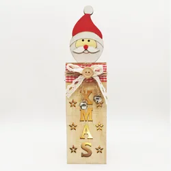 Hot Selling Wholesale Christmas LED Luminous Santa Snowman Elk Wooden Light Ornaments Gift Basket