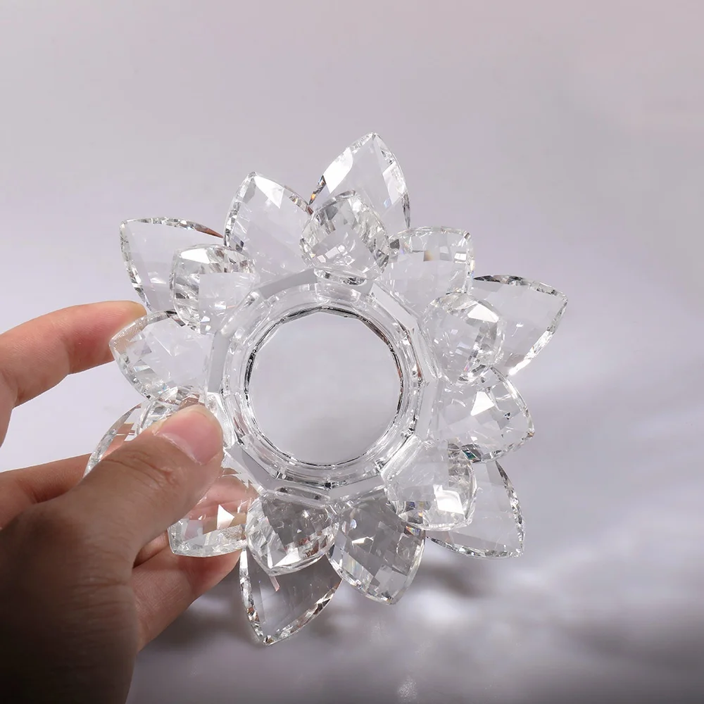 MH-ZT0086 оптом канделябры для свадебного букеты с украшением в виде кристаллов стеклянный Лотос цветок форма подсвечник