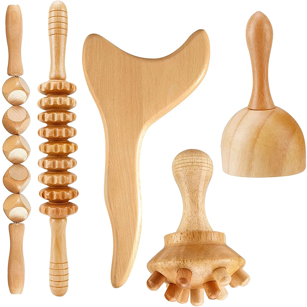 Health Care Professional Wood Therapy Massage ToolsLymphatic Drainage Massager,Wood Cup Massage Roller Stick Contouring Board